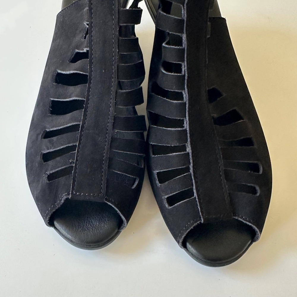 Arche Sandals Enexor Black Nubuck Suede Cage Slingback Wedge size 38 - Picture 4 of 13